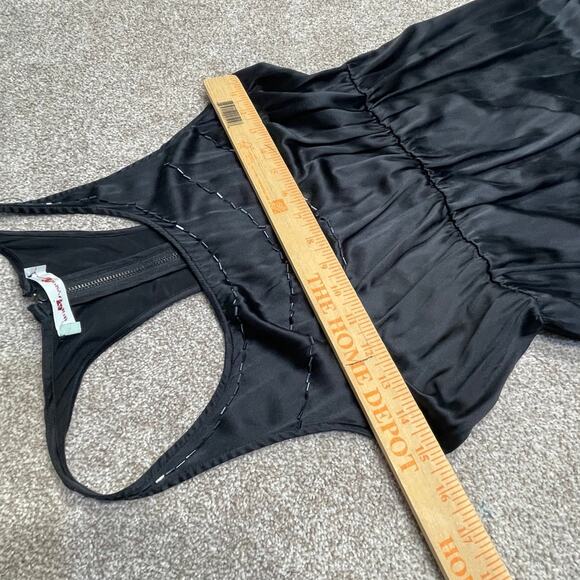 y2k Sleeveless summer Geren Ford Midi Dress sz M topstitching beaded silk - Picture 8 of 10